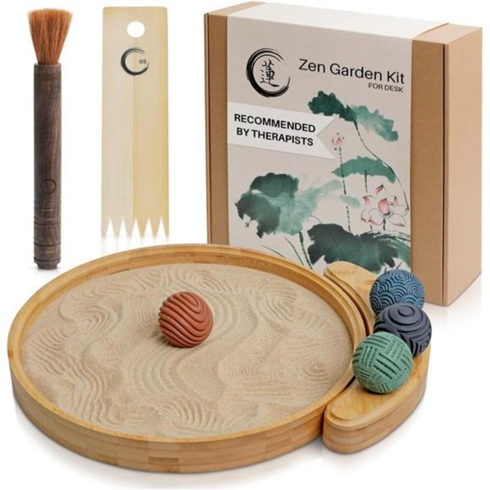 Japanese Zen Garden Kit for Desk - Premium Sand Garden - Mini Zen Décor Office - Picture 1 of 7